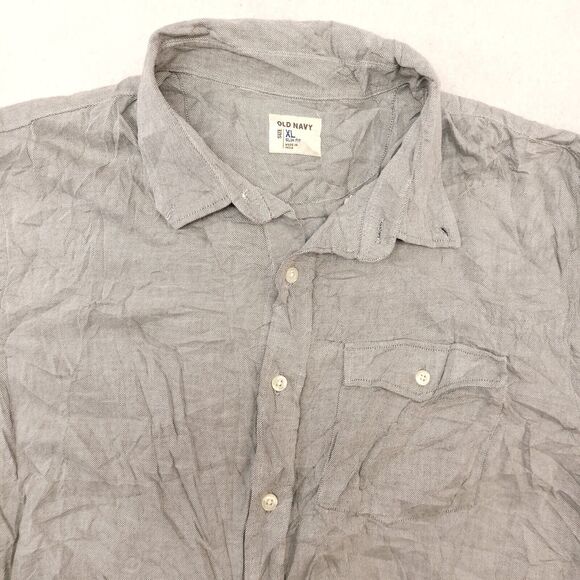 Old Navy Flannel Long Sleeve Button Up Shirt Mens Size Extra Large XL Gray - Picture 1 of 10